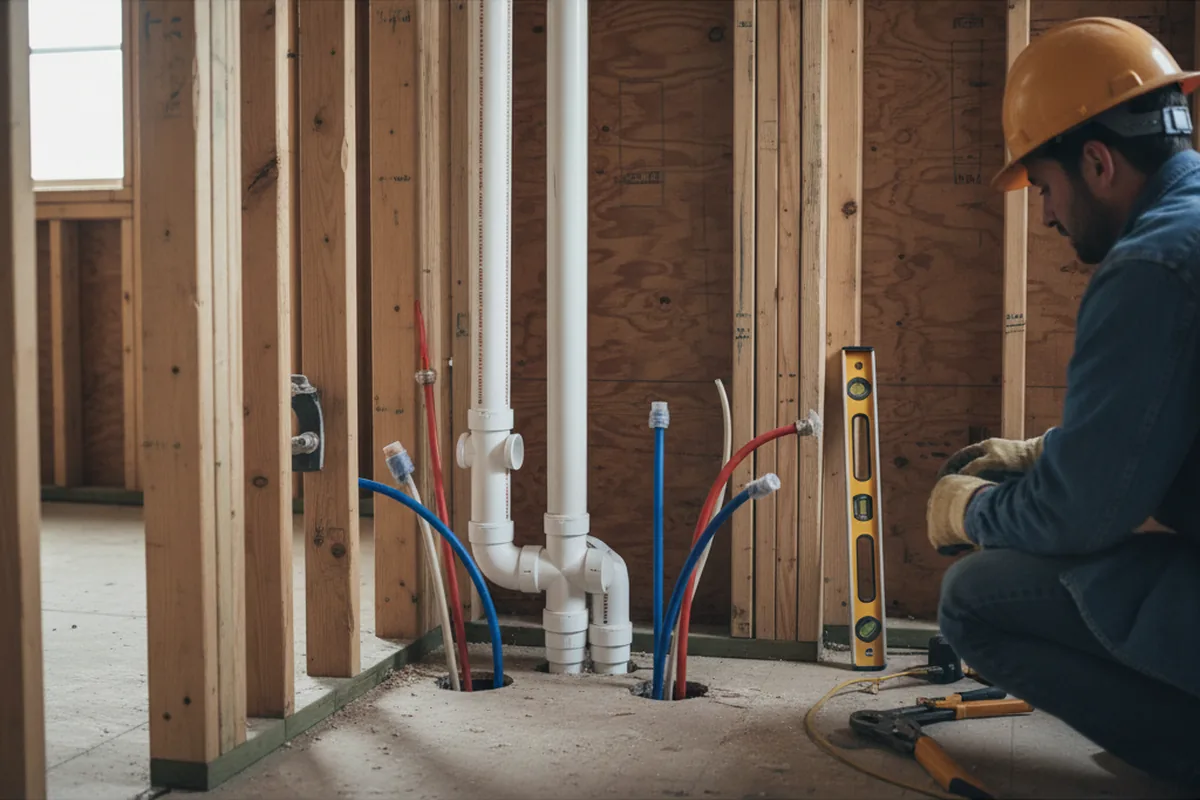 Drain and supply rough-in during Sump Pump Repair in Hohenwald